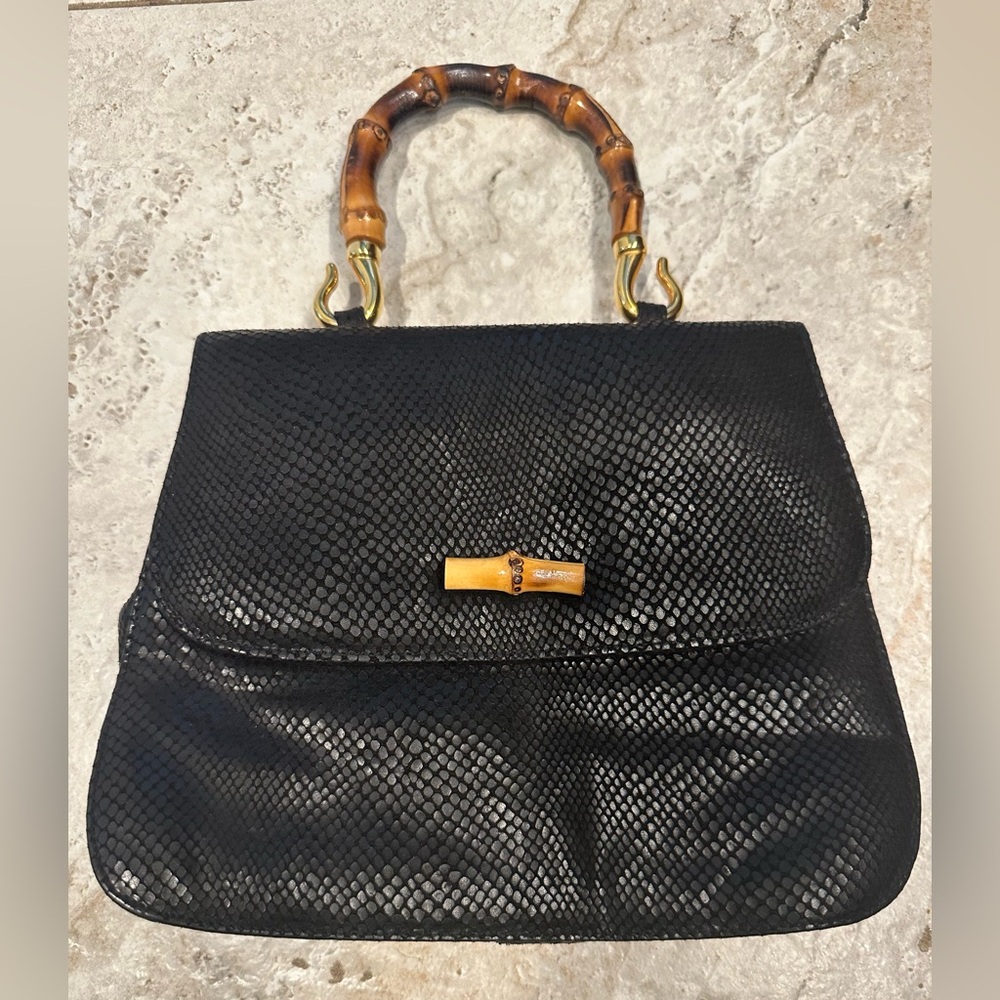 Vintage Susan Gail Bamboo Snake Skin Purse 1950-60s